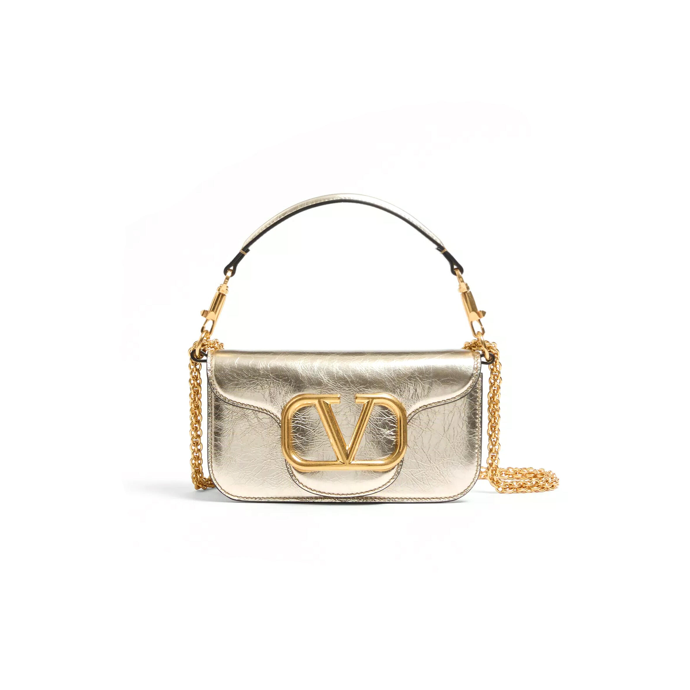 Va1e*ntin0 small Va1e*ntin0 garavani locÒ metallic calfskin shoulder bag 6w2b0k53uke_r16 (20*11*5cm)